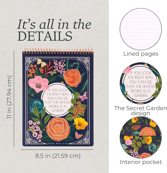 Steel Mill & Co. Large Top Spiral Notebook, The Secret Garden
