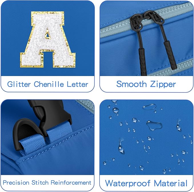 Initial Insulated Lunch Bag for Boys Kids, Back to School Gift, Reusable Leak-proof Lunch Box with Adjustable Strap for School Daycare Travel Picnic（Blue，A）