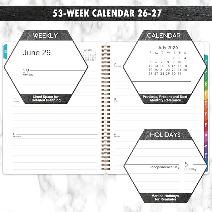 2026-2027 Planner - 2026-2027 Planner Weekly and Monthly, July 2026-June 2027, Academic Planners 8.5''x11'', Large Daily Blocks to Write, Weekly Monthly with Colorful Tabs, Inner Pocket