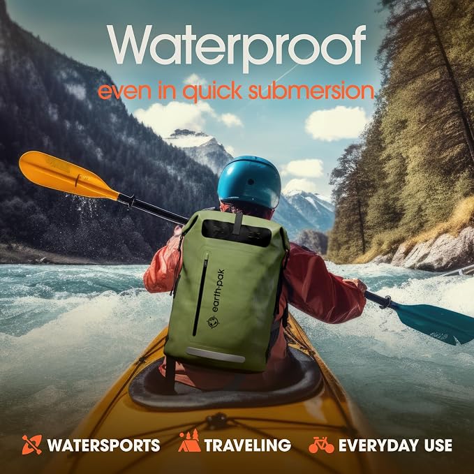 Waterproof Dry Bag Backpack 85L - Kayaking Boating Fishing Rafting Marine | Green 85L dry bag: 500D PVC, abrasion resistant build, IPX8 phone case for river and lake trips
