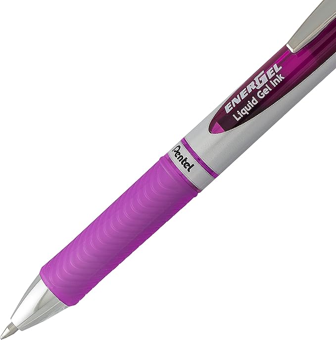 Pentel EnerGel Deluxe RTX Retractable Liquid Gel Pen, 0.7mm, Metal Tip, Violet Ink, 6 Pack (BL77BP2V)