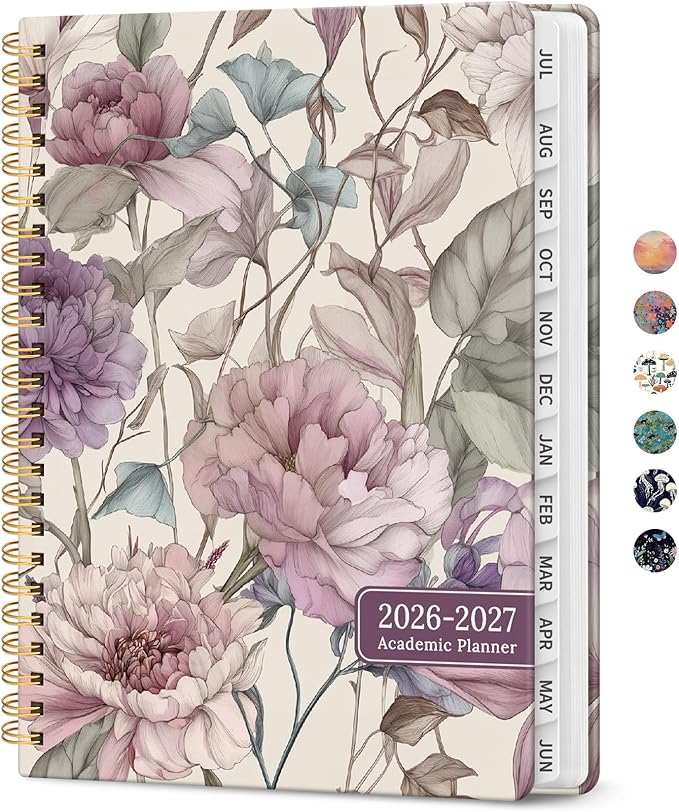 Planner 2026-2027, Academic Year Weekly and Monthly Calender Planner, from Jul 2026 - Jun 2027, Spiral Bound School Planning Book, Perfect for Teacher, Student, Women & Men, A5 (6.3" x 8.5"), Soft Peony