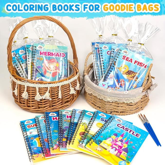 ZMLM 24 Water Coloring Books for Kids Party Favors - Bulk Mini Coloring Books for Kids Ages 4-8,Small Birthday Goodie Bag Stuffers School Teacher Return Gift Art Crafts Classroom Prizes (Ocean)