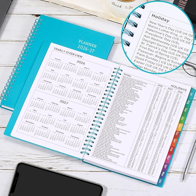 2026-2027 Planner - Planner 2026-2027, Weekly and Monthly Planner with Tabs, July 2026 - June 2027, 6.25" × 8.3", Strong Twin-Wire Binding
