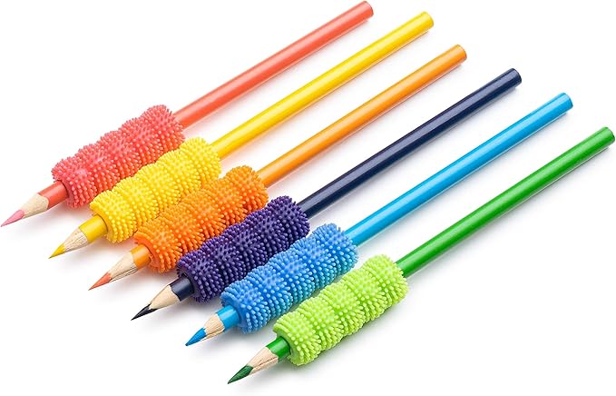 Special Supplies Spiky Pencil Grips for Kids and Adults Colorful Holders for Handwriting, Drawing, Coloring - Ergonomic Right or Left-Handed Use - Reusable (50-Pack)
