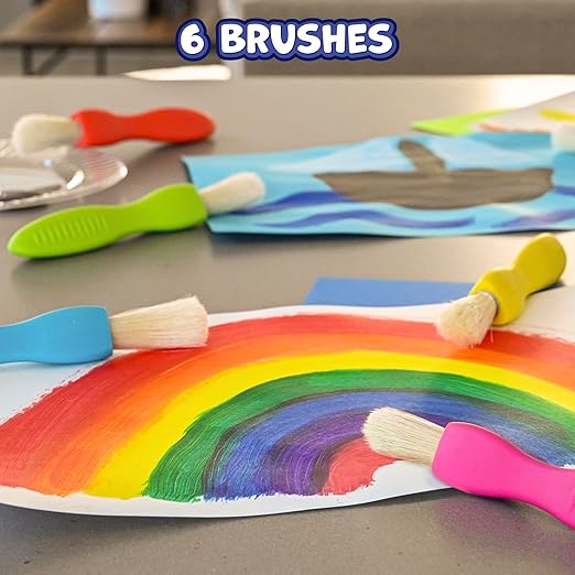 READY 2 LEARN Triangle Grip Toddler Paintbrush Set - Set of 6 - Easy-Grip Art Supplies - Thick Paint Brushes for Toddler Art - Art Supplies for Toddlers 1-3