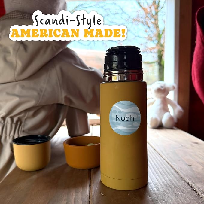 Camp Name Labels for Kids (33) – Personalized Stickers & Daycare Labels – Waterproof for Water Bottles, Lunch Boxes & School - Universe