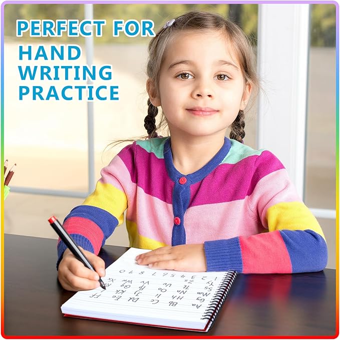 Gilprop Primary Composition Notebook Spiral K-2 Writing Workbook Wide Ruled Paper Primary Journal 100 Sheets 9.8" x 7.5" Kindergarten Preschool Handwriting Toddler Notebook for Kids