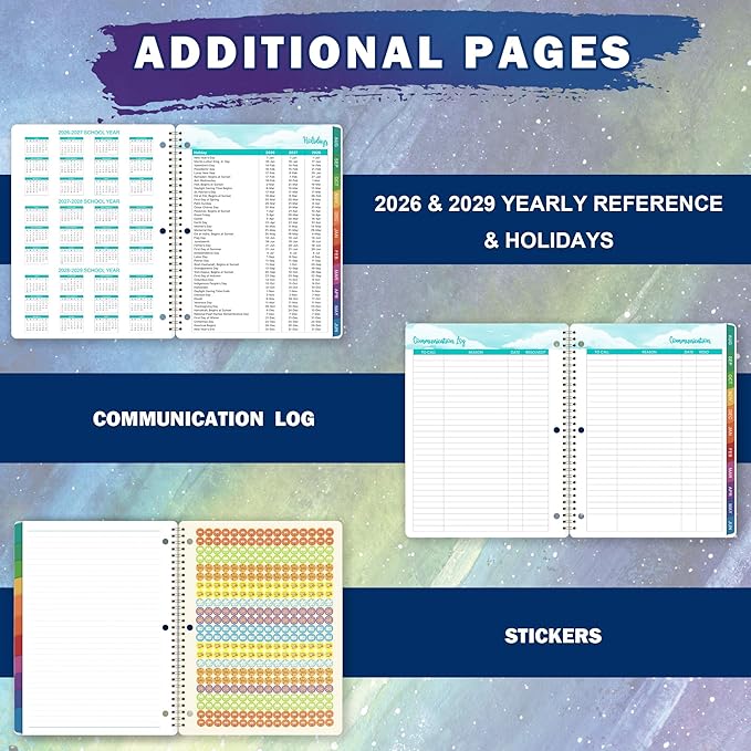Student Planner 2026-2027 - Academic Planner from July 2026 - June 2027, 11"x 8.3", Weekly Monthly Calendar for Students, Flexible Cover, Strong Golden Binding, Printed Tabs, Stickers