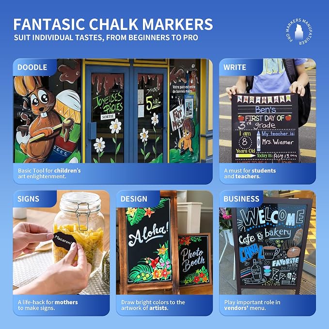 SILENART Black Window Chalk Markers Jumbo Tip, 15mm Car Marker Pen 2 Pcs