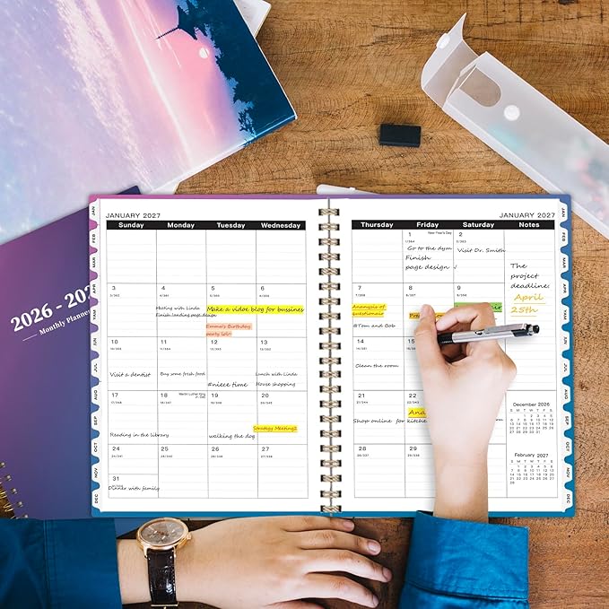 2026-2028 Monthly Planner - 2 Year Monthly Planner Calendar 2026-2028, Jul 2026 - Jun 2028, 8.5" x 11", 24 Months, Spiral-Bound, Tabs, Holidays, Notes, Ideal for School Office Home Planning