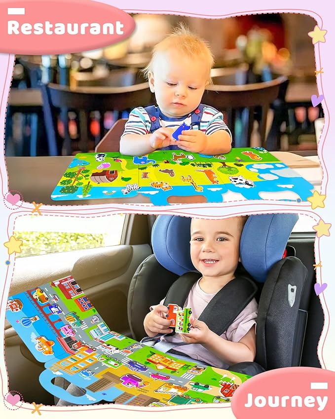 Benresive Reusable Sticker Book for Toddlers & Stickers for Kids, Toddler Travel Toys, Craft Activities, Boys & Girls Birthday Gifts