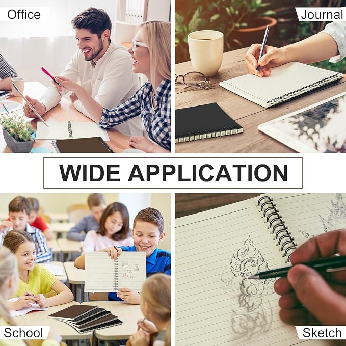 Yahenda 3 Pcs Spiral Notebooks, 1 Subject, Wide Ruled, Dark Color