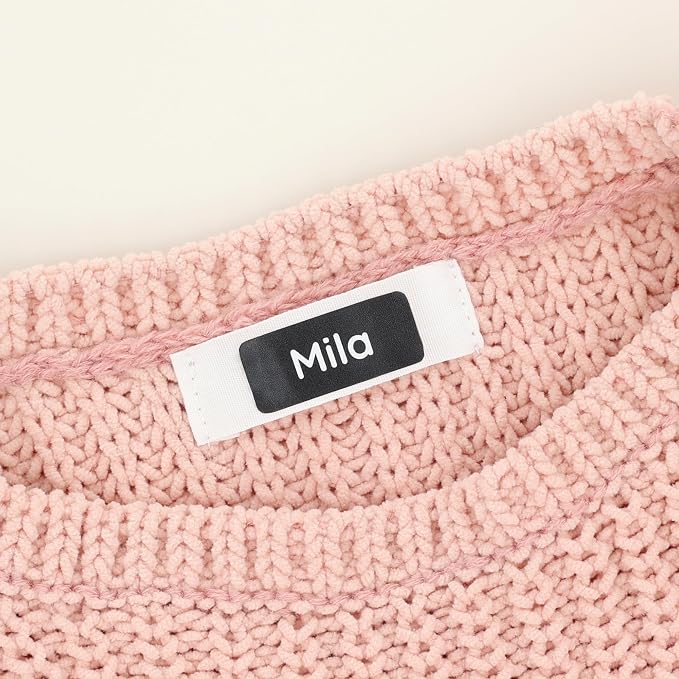 TeddyLabels - Clothing Labels for Nursing Home (120) – Self-Adhesive Name Tags for Clothes and Personal Items. Personalized Labels for Daycare, Nursing Homes, and Laundry Use - Black