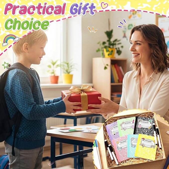 Crtiin 42 Pcs Magnetic Name Tags for Lockers Colorful Composition Notebook Dry Erase Labels Magnetic Reusable Name Tags for Back to School Whiteboard Classroom School Bus Locker Fridge