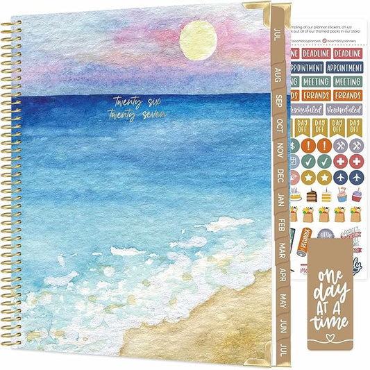 bloom daily planners HARDCOVER Planner 2026-2027 (8.5" x 11") Academic Year (July 2026 - July 2027) - 13 Months Task Goal Planner for Women - Monthly & Weekly Agenda Book - Coastal Calm