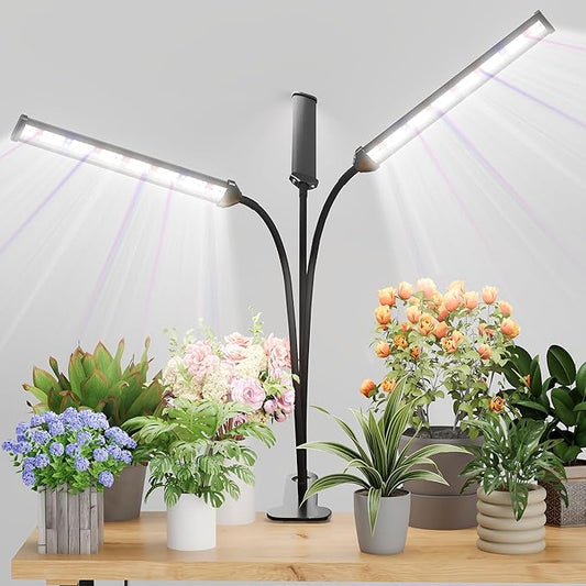Grow Light,24W (160Watts Equiv) 5000K White Full Spectrum LED Growing Lamp Clip on Desk for Indoor Plants,Bulbs Replaceable & Non-dimmable (Black, 120Watts)