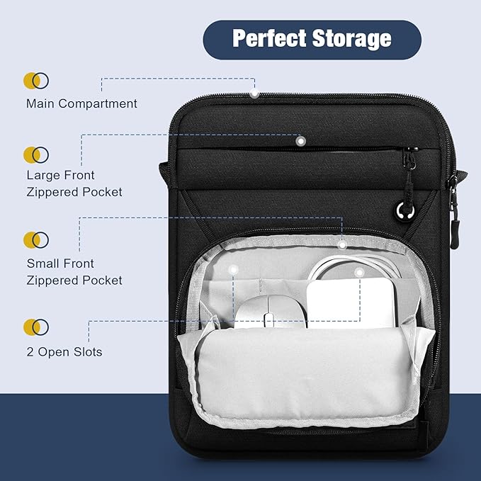 MoKo 13 Inch 360° Protective Tablet Sleeve Bag, Fits 13 Inch New iPad Pro M5 & Air M4 2026, iPad Pro 12.9", Galaxy Tab S9/S8 Plus 12.4", Multifunctional Bag with Shoulder and Headphone Port, Black
