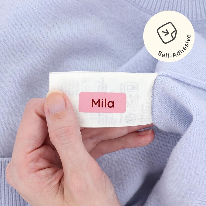 TeddyLabels - Clothing Labels for Nursing Home (60) – Self-Adhesive Name Tags for Clothes and Personal Items. Personalized Labels for Daycare, Nursing Homes, and Laundry Use - Pink