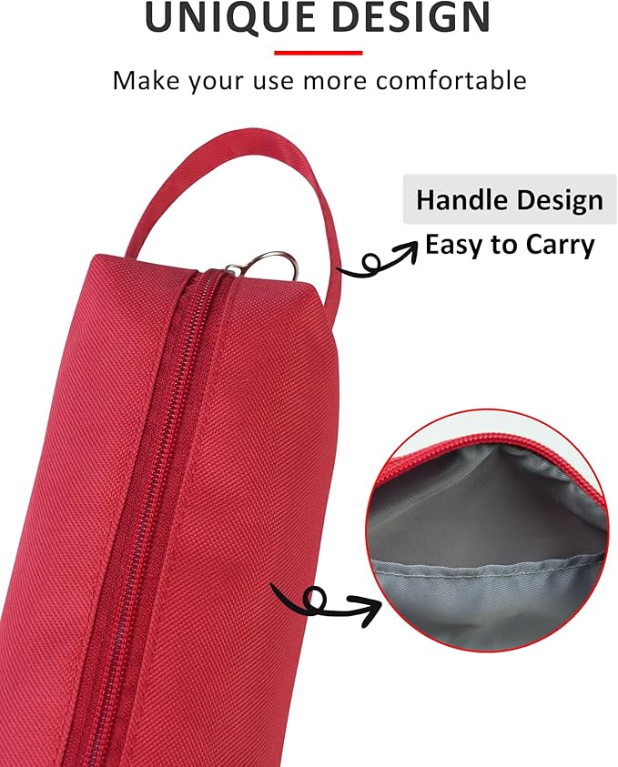 Fmeida Pencil Case Pouch - Water Resistant Pencil Pouch Portable Pencil Bag Simple Office Stationery Pouch with Handle Christmas Gifts - Red
