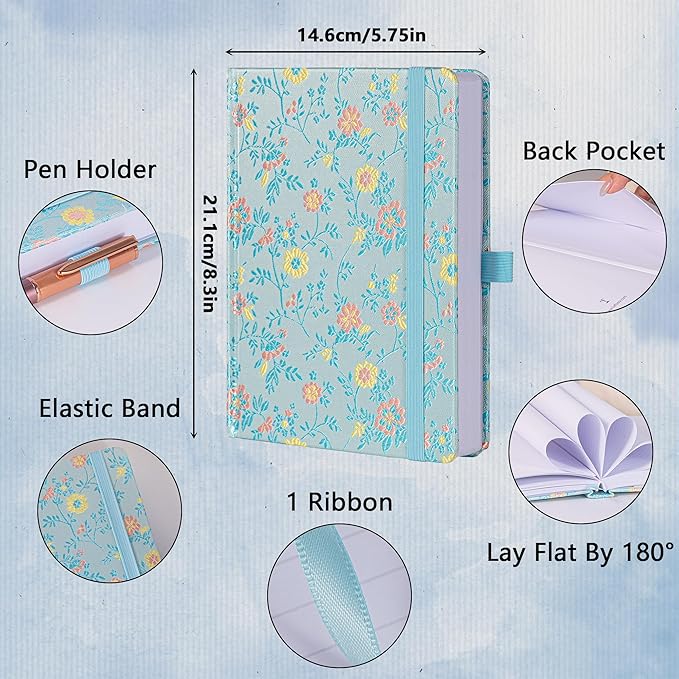TIEFOSSI Lined Journal Notebook for Women Men, A5 Journals for Writing, 100gsm 316 College Ruled Pages, Thick Paper, Perfect for Office & Home School Supplies, 8.4 X 5.8 In