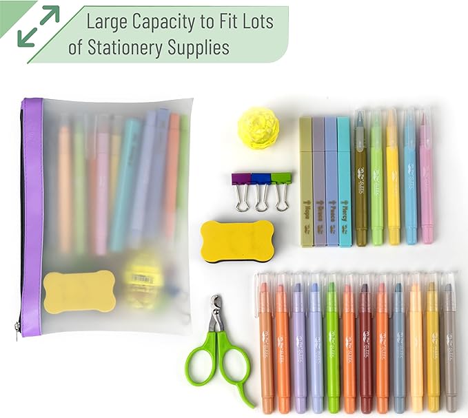 Mr. Pen- Clear Pencil Pouch, 9" x 6.88", 3 Pack, Durable TPU Material, Large Water-Resistant Pencil Bags with Smooth Zipper, Multipurpose Clear Pouch for Stationery, School, Office, Travel Supplies