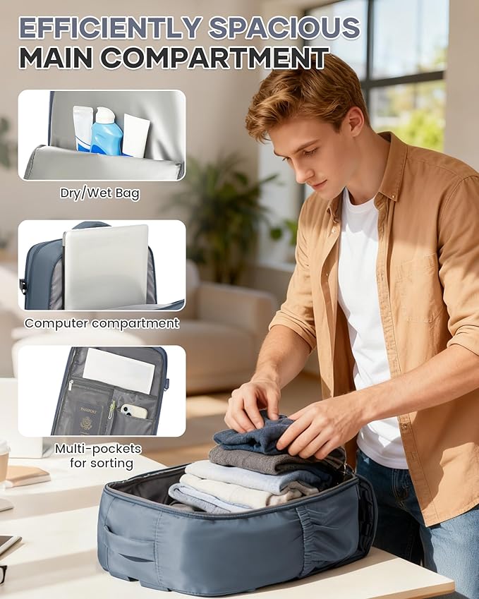 WONHOX Large Travel Backpack Carry on Flight Approved Laptop Work Business Backpack for Women Men Mochila de Viaje