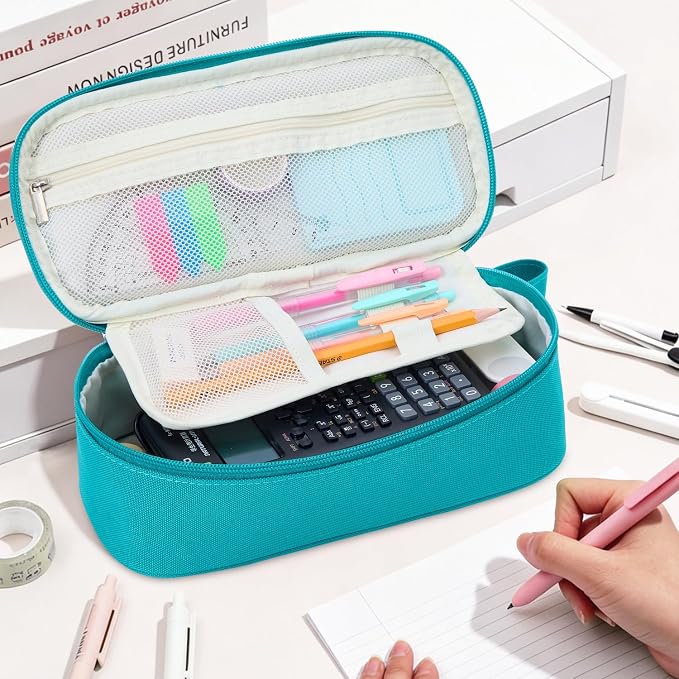 Pencil Case Pouch, Large Capacity Pen Bag Organizer, Cute Aesthetic Pencil Box for Girls Boys Kids, Back to School Supplies, Teacher Supplies Classroom Essentials, Teal