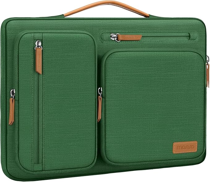 MOSISO 360 Protective Laptop Case 16 inch, 15-15.6 inch Laptop Sleeve Compatible with MacBook Pro 16, HP Acer Dell Lenovo ASUS, Side Open Carrying Case with 4 Zipper Pockets&Handle, Jungle Green