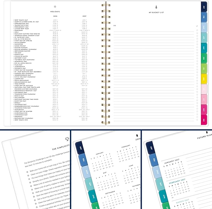 AT-A-GLANCE Planner 2026-2027 Weekly & Monthly Academic 12-Month July-June, 8-1/2" x 11", Simplified by Emily Ley, Happy Stripe (EL49-905A)