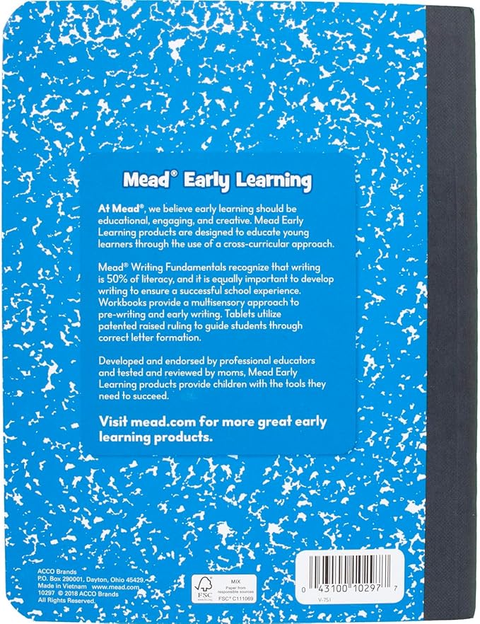 Mead Primary Journal Creative Story Tablet Composition Notebook, 7.5" x 9.75", Grades K-2, 100 Sheets, Color Selected For You (10297)