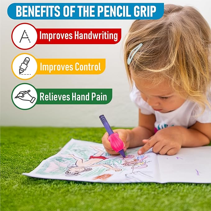 The Pencil Grip Pencil Grips, The Crossover Grip, Ergonomic Writing Aid For Righties And Lefties, Colorful Pencil Grippers, Assorted Neon Colors, 6 Count - (TPG-18006)