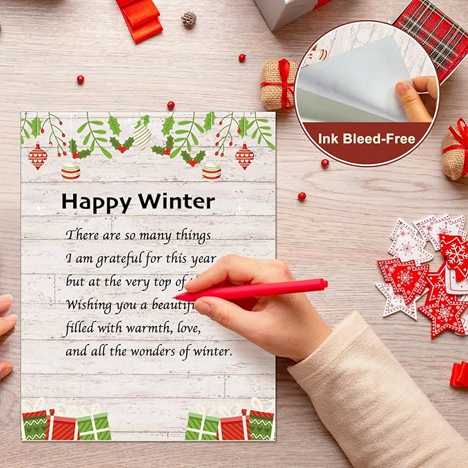 250Pcs Stationery Paper and Envelope Set with 100 Letterhead Papers and 50 Envelopes, 10 Design for Letter Writing Invitations Computer Holidays Party Notes, 8.5x11 Inch-Wood Grain