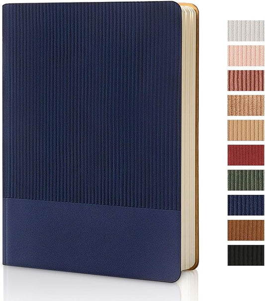 Lined Journal Notebook for Work College Ruled Note Book 5.79"x8.27" A5 PU Leather Daily Journaling 216 Pages for Women Men Writing Home School Supplies Business (Dark Blue)