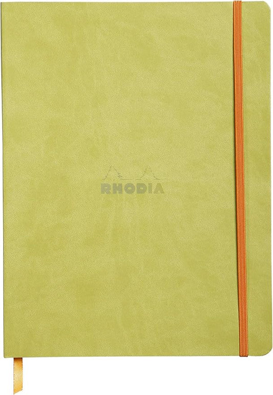 Rhodia Rhodiarama SoftCover Notebook - 80 Lined Sheets - 9 3/4 x 7 1/2 - Anise Cover (117506C)