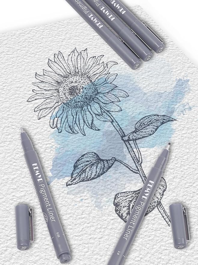 KEMYR 10 Micro Fine liner Drawing Art Pens Calligraphy Pens: 0.05mm-1.0mm Size Grey Art supplies Waterproof Archival Grey Ink Markers For Artists,Use for Professional Watercolor,Sketching