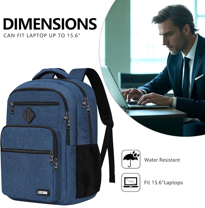 School Backpack for Boys Girls Teens, Blue Backpack for Men Women, 15.6 inch Laptop Back Pack with Reinforced Straps, Backpacks for School Business Work College Travel, College Book Bag, Bookbag