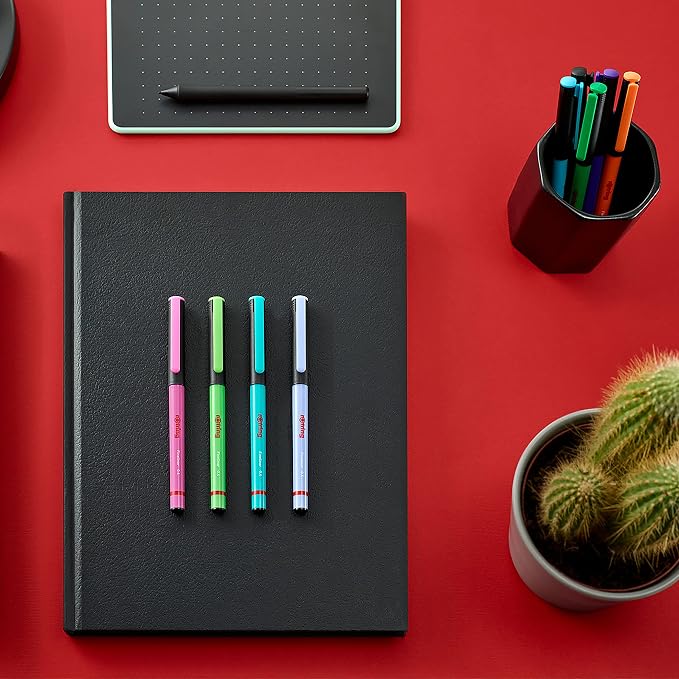 rOtring Liner Fineliner Pens | 0.4 mm | Colouring Pens for Writing & Drawing | Plastic-Free Packaging | Assorted Colours | 10 Count