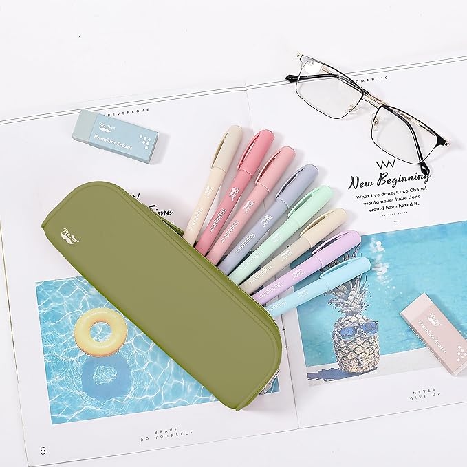 Mr. Pen- Silicone Pencil Case, Aesthetic Pencil Bag for Women, Makeup Pouch, Multifunctional Pouch for Stationery, Cosmetics and Electrical Goods Storage