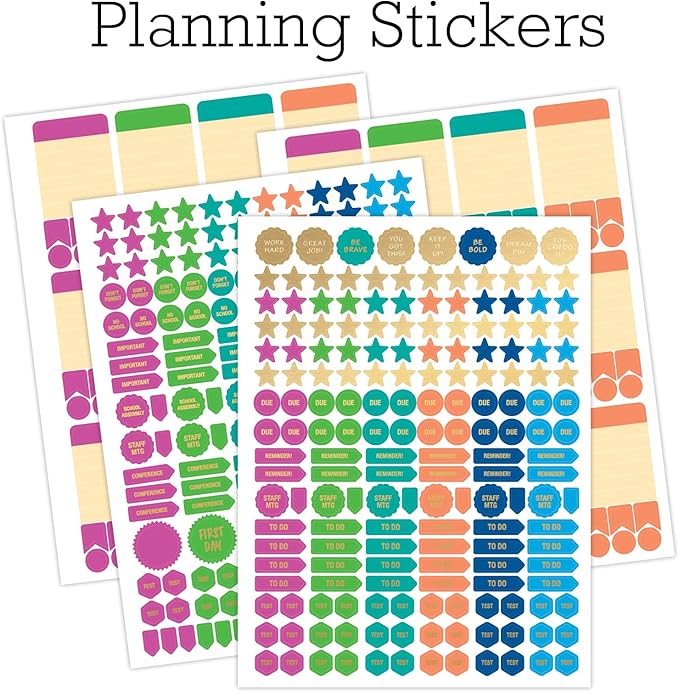 DELUXE TEACHER PLANNER Aug 2026-Jul 2027 8.5x11 Daily Weekly Monthly Organizers with 7 Periods, Pocket Folder, Dated Calendar, Page Tabs, Bookmark and Planning Stickers (Black Tree Seasons)