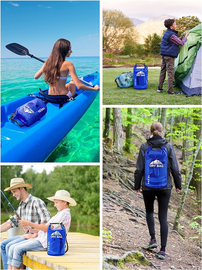 HEETA Dry Bag Waterproof Backpack with Phone Case 5L/10L/20L/30L/40L | Roll Top Lightweight Dry Storage Bag for Women Men, Travel Boating Kayaking Paddle Board Camping Beach Essentials Accessories