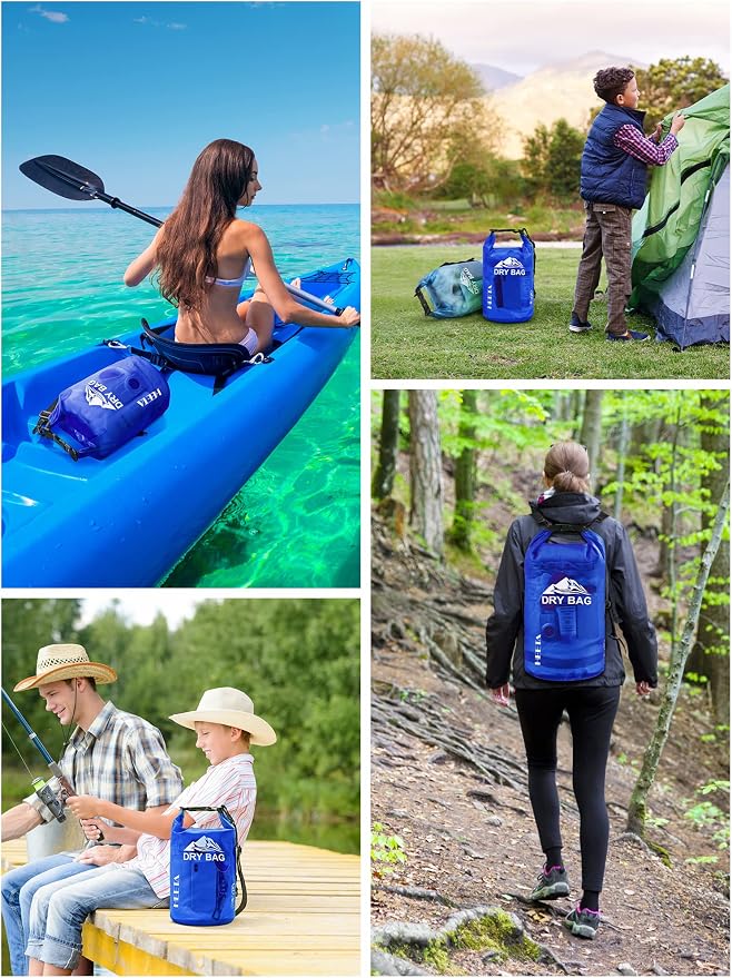 HEETA Dry Bag Waterproof Backpack with Phone Case 5L/10L/20L/30L/40L | Roll Top Lightweight Dry Storage Bag for Women Men, Travel Boating Kayaking Paddle Board Camping Beach Essentials Accessories