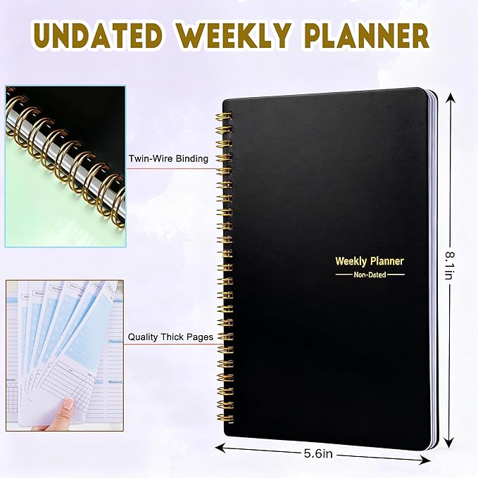 Undated Weekly Planner with Goal & Habit Tracker Notebook Spiral Binding Small Personal To Do List Week Planners for Kids School- Cute Non Dated Weekly Planner Simple Agenda Planners for Work