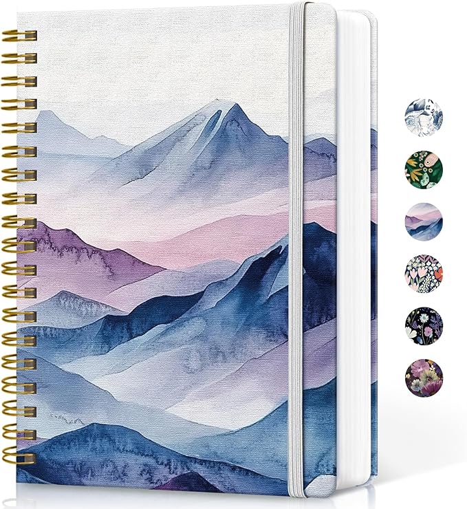 Taja Lined Spiral Notebook Journal for Work, 300 Pages Thick B5 (7.1"x10") College Ruled Journal for Women & Writing, Hardcover Notebook for Note Taking, Perfect for Office Home School, Distant Peak