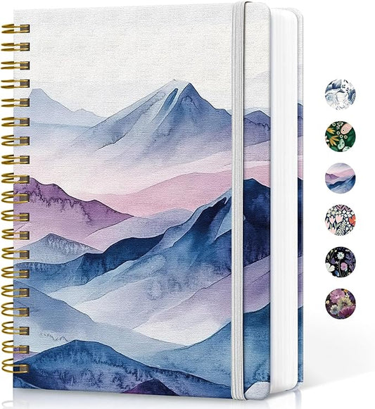 Taja Lined Spiral Notebook Journal for Work, 300 Pages Thick B5 (7.1"x10") College Ruled Journal for Women & Writing, Hardcover Notebook for Note Taking, Perfect for Office Home School, Distant Peak