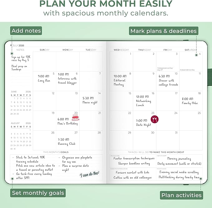 Clever Fox Planner PRO Schedule Dated (Jan 2026–Jan 2027) – Weekly & Monthly Life Planner with Time Slots, Appointment Book and Daily Organizer to Increase Productivity, A4 Hardcover – Forest Green
