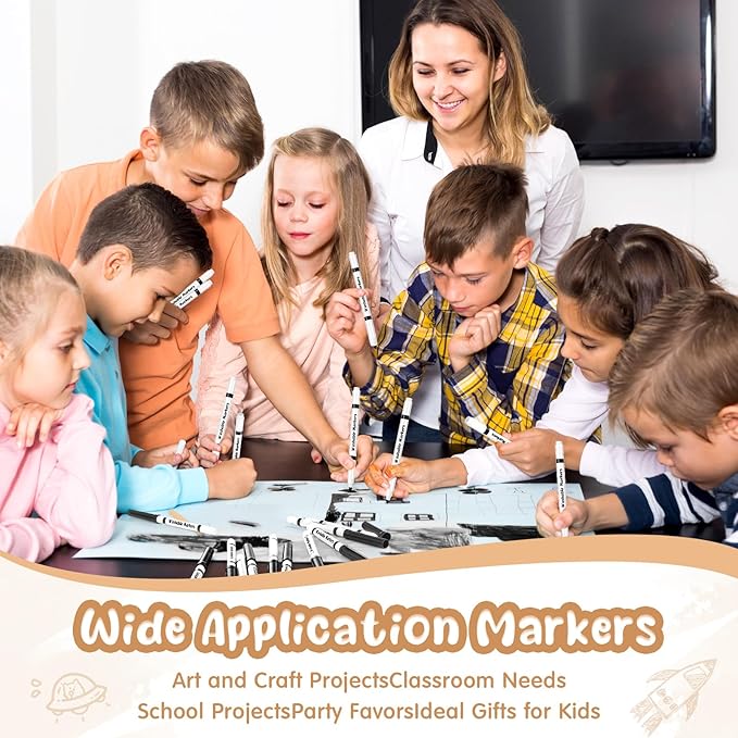Fullhawl 18 Pcs Line Washable Markers Bulk Black Fine Tip Markers Set Coloring Thin Tip Drawing Washable Pen for Kids Art School Classroom Back to School Gender Reveal Party Supplies, Ages 6+