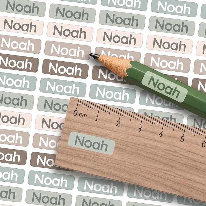 Small Custom Name Labels for Kids (245 Stickers) - Personalized & Waterproof Labels for School Supplies, Daycare, Sleepaway Camp & Clothing Tags - Nature
