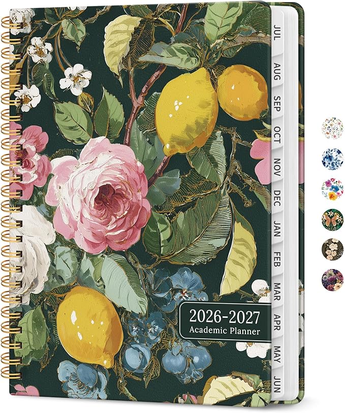 Planner 2026-2027, Academic Year Monthly and Weekly Calendar Planner, Jul 2026 - Jun 2027, Hardcover Teacher Student Planning Agenda book with Tabs, Perfect for School Office Supplies, 6.3" x 8.5" - Colorful Painting