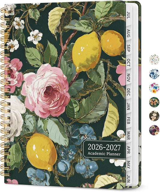 Planner 2026-2027, Academic Year Monthly and Weekly Calendar Planner, Jul 2026 - Jun 2027, Hardcover Teacher Student Planning Agenda book with Tabs, Perfect for School Office Supplies, 6.3" x 8.5" - Colorful Painting